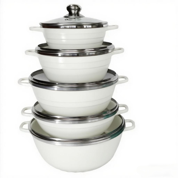 Non-Stick Pot Set - 10 Piece - White