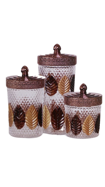 Crystal Glass Canister Set - 3 Piece