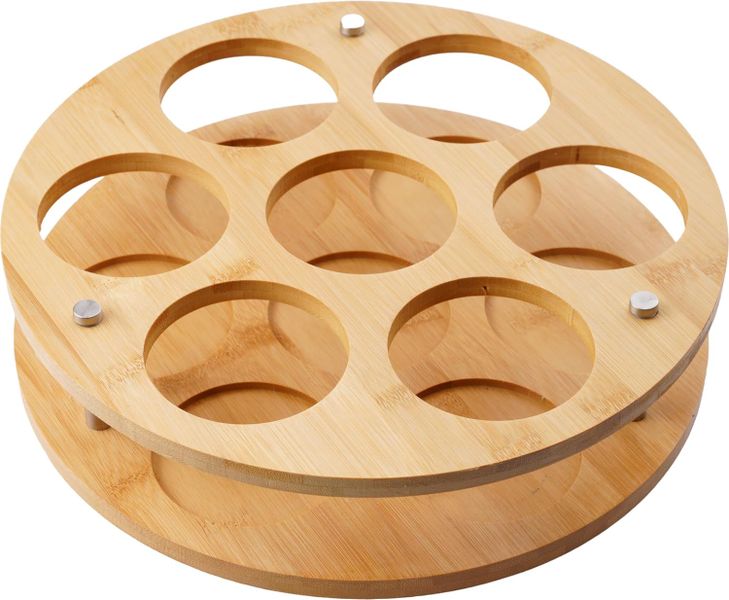 Brown Tabletop Spice Rack 360 Rotatable 7 Slots Tumbler