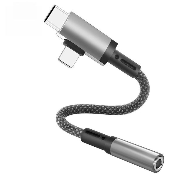 2-in-1 Lightning/USB-C to 3.5mm Adapter Compatible with Android