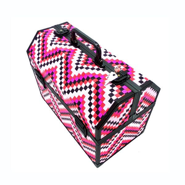 Aluminium Storage Cosmetic Makeup Box with Aztec Design &amp; Lock &amp; Key