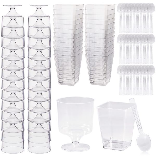 Chenshia 100-Piece Dessert Cup Set with Spoons Cake Pudding High Footed Cup