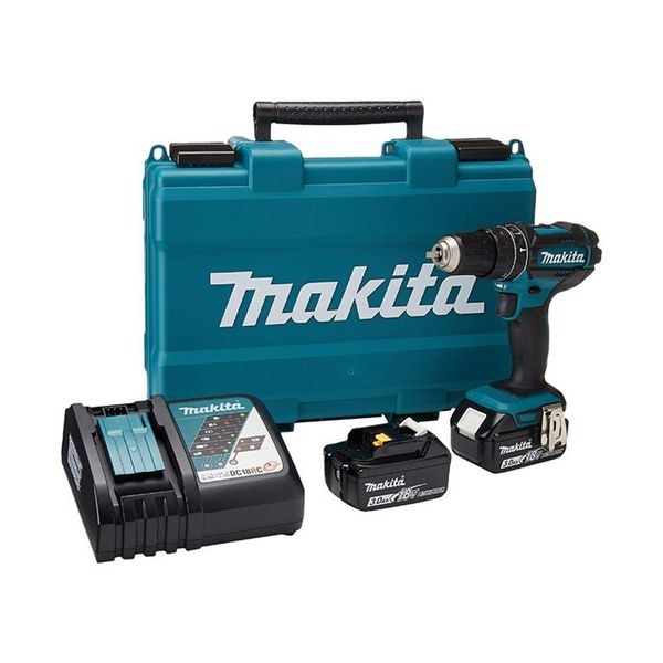 MAKITA - Cordless Hammer Drill + 2x Batteries &amp; Charger