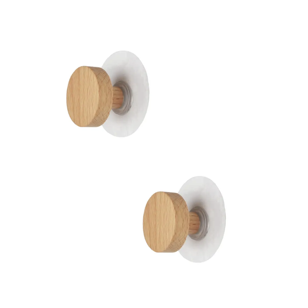 Set of 2 Self-Adhesive Multifunctional Wooden Hooks