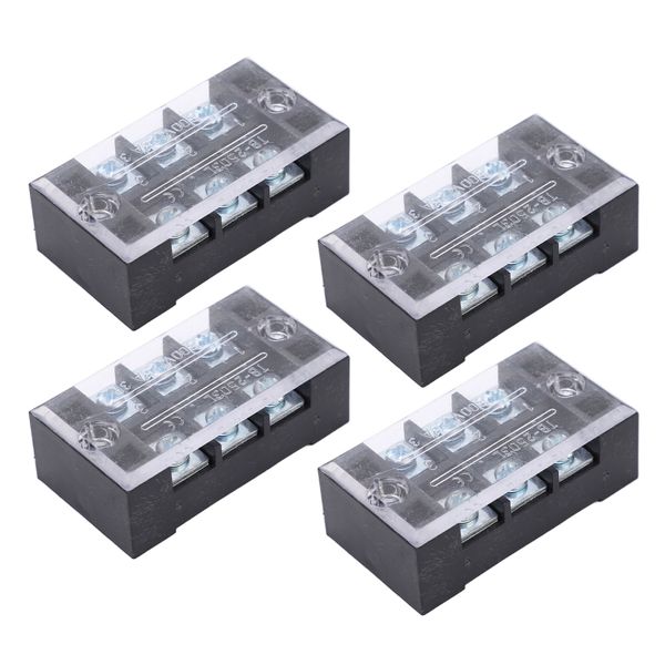Dual Row Terminal Strip 600V 25A with Cover, 3 Position for Wire Connector