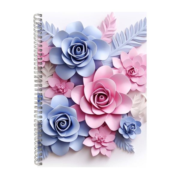 Rose Pink Purple And Blue Flowers Notebook Gift Idea A4 Notepad Pad 107