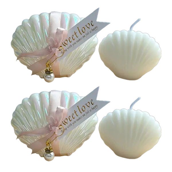 Soy Wax Aroma Shell Candles with Pink Ribbon Pearl Accessory - Gift Set