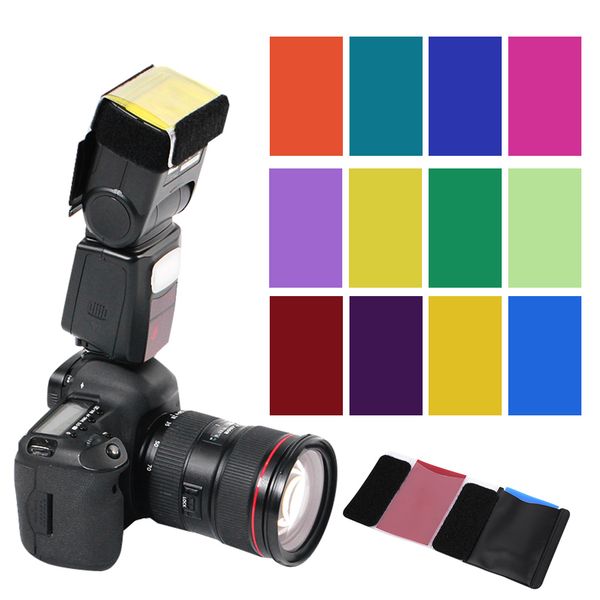 Universal 12 Pieces Color Filter Paper compatible with DSLR Flash
