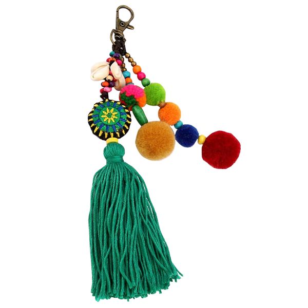 Craft Pom Pom Shell Bead Handbag Tassel Charm Pendant (8cm)