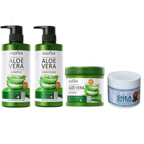 Sadoer Aloe Vera Shampoo, Conditioner Mask &amp; Raw Shea Butter