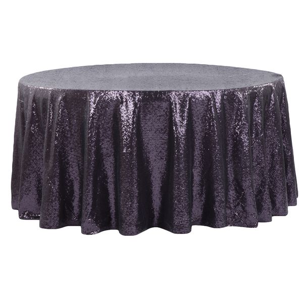 Round Sequin Tablecloth Plum - 10 Seater