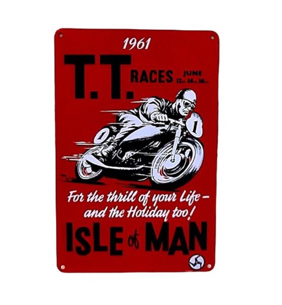 T.T Races - Isle Of Man Vintage Style Metal Bar Sign For Bar Pub Wall Decor