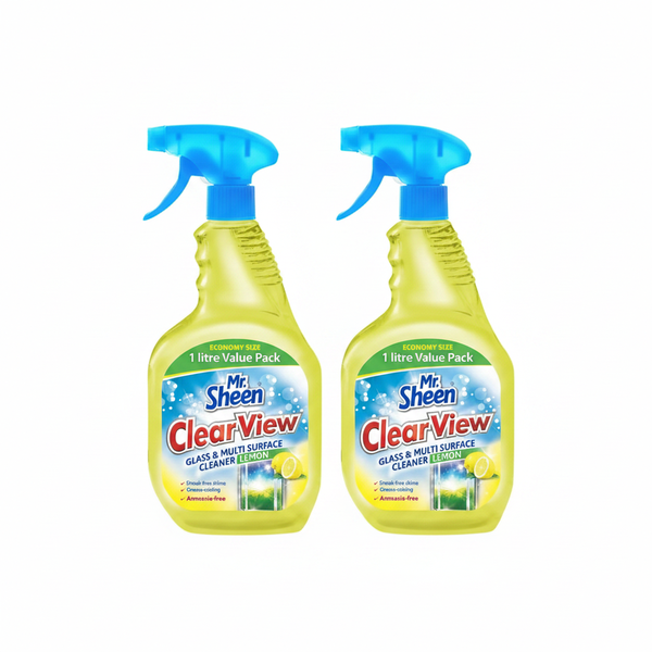 Mr Sheen Clear View Glass &amp; Multi Surface Cleaner Lemon 1L - 2 Pack