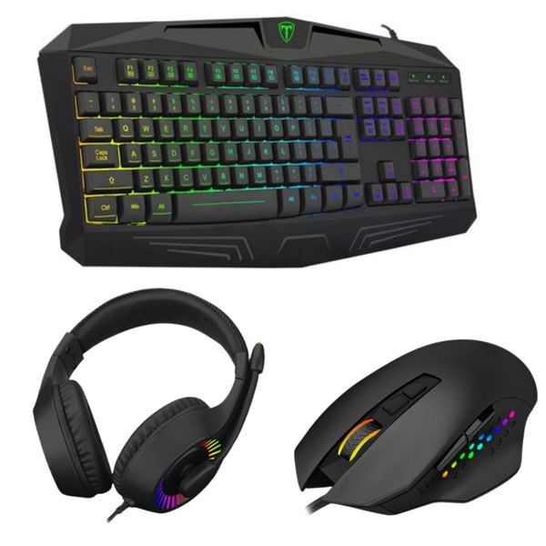T-Dagger - Wired RGB Gaming Keyboard, RGB Gaming Mouse &amp; RGB Gaming Headset