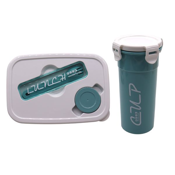 BPA Free - Square Lunchbox with 400ml Water Bottle
