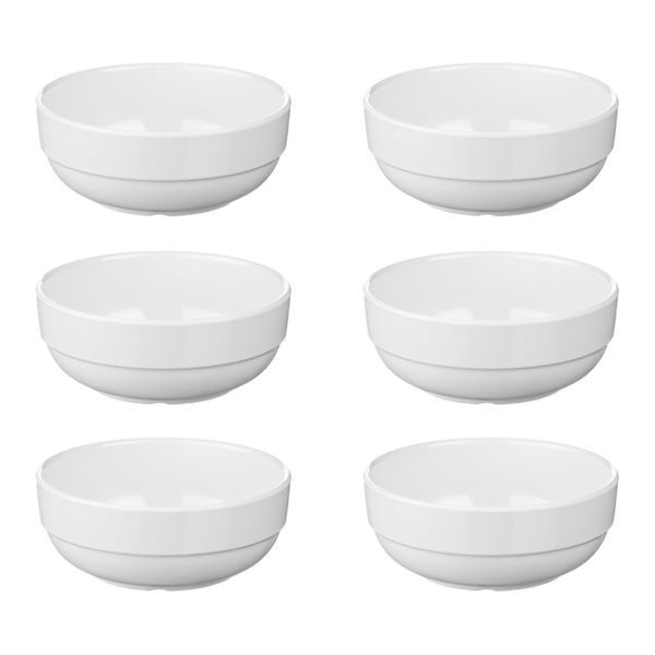 Seco 5.5"/14cm Glazed Bowl, Pack of 6, Durable &amp; Scratch Resistant - White