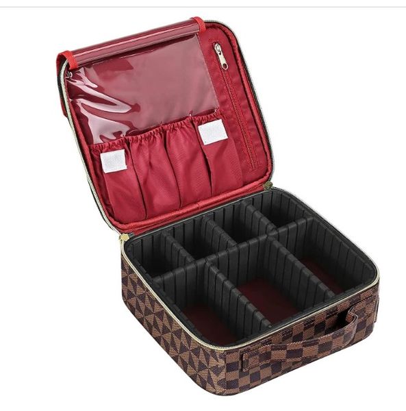 Cosmetic Storage Case - Brown Check