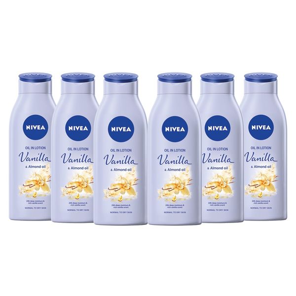 NIVEA Vanilla &amp; Almond Oil in Body Lotion, 6x400ml