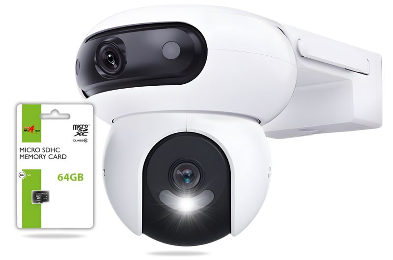 EZVIZ H90 Dual 4MP Dual-Lens Color Night Vision AI technology +64GB SD CARD