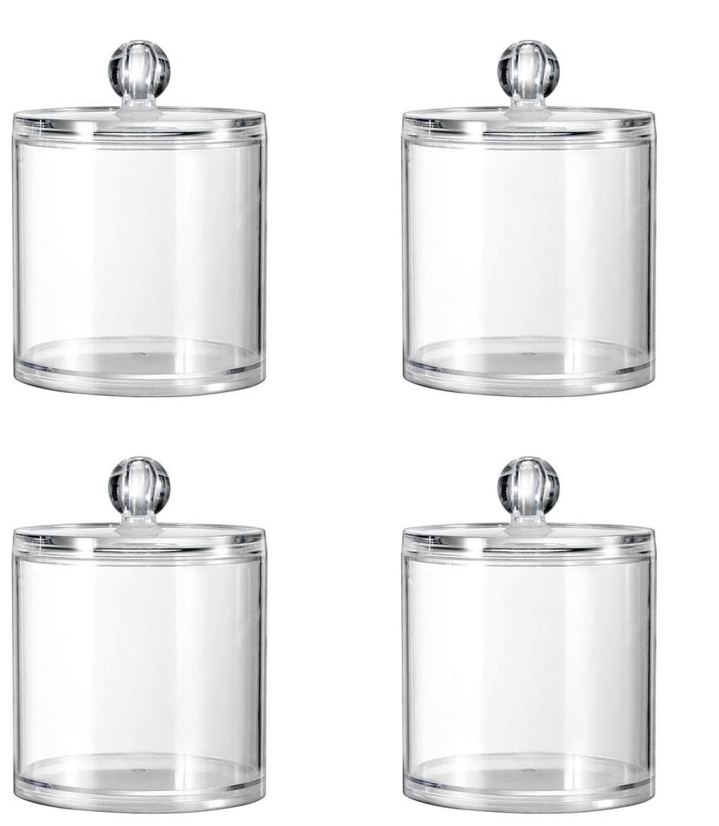 Plastic Acrylic Bathroom Vanity Countertop Canister Jars with Storage Lid - Set of 4 | Shop ...