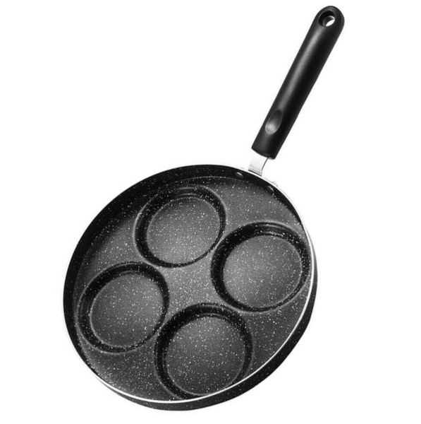 Non Stick 4 Holes Multifunction Frying Pan - Black