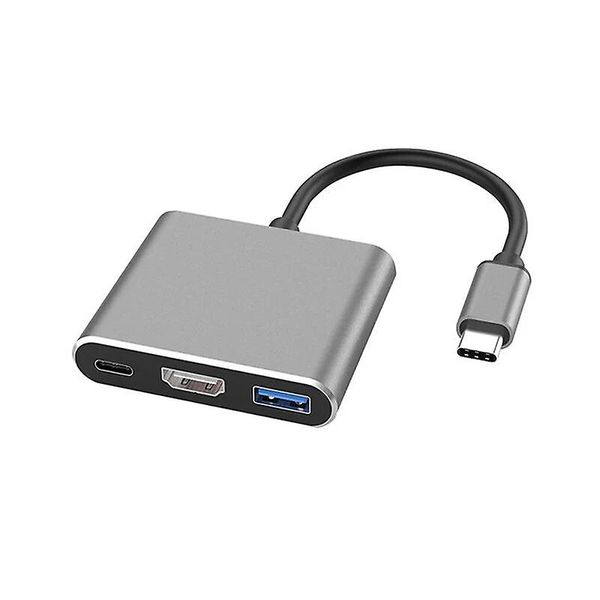Type-c Hub Usb C To Hdmi Splitter Compatible Usb-c 3in1 4k Hdmi Compatible Usb 3 Pd Fast Charging Smart Adapter For Macbook Dell~21360