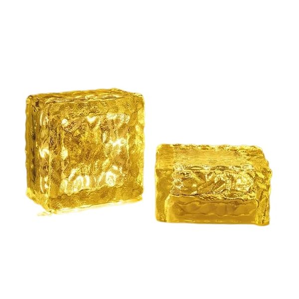 Waterproof Solar Powered Ice Bricks Garden Light Warm White 2pcs