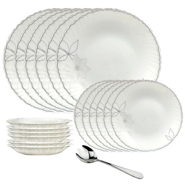19 Piece Combo Set - Highly Resistant Quality Flowers Desogn Dinnerware Set
