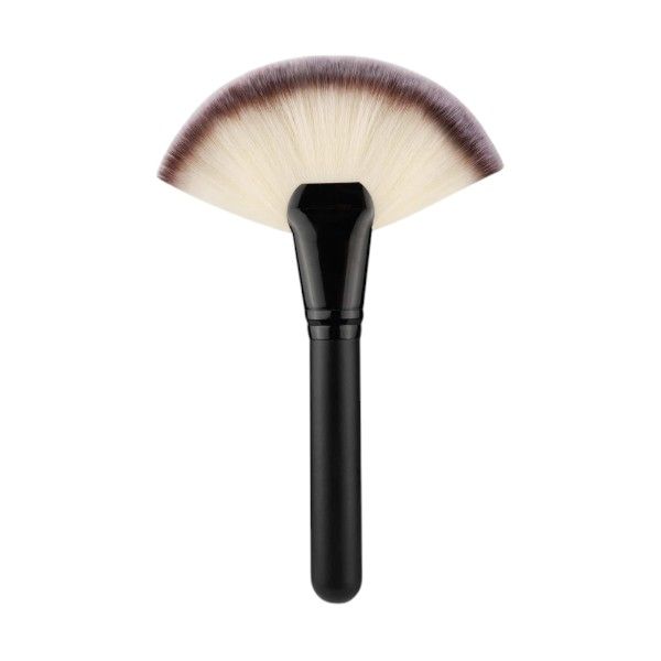 Professional Fan Shaped Contour Makeup Brush With Wooden Handle - Black