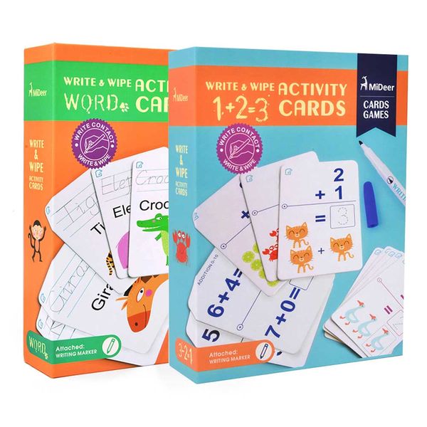 Mideer Write &amp; Wipe Cards: Simple Words &amp; Addition Bundle