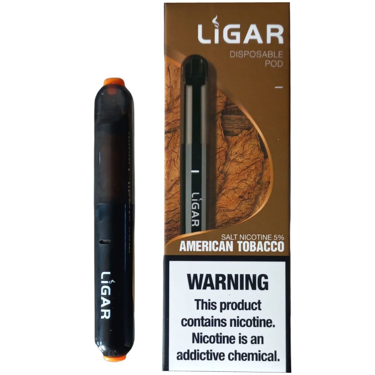 Ligar Disposable Vaping Device American Tobacco 5 Nic Salts