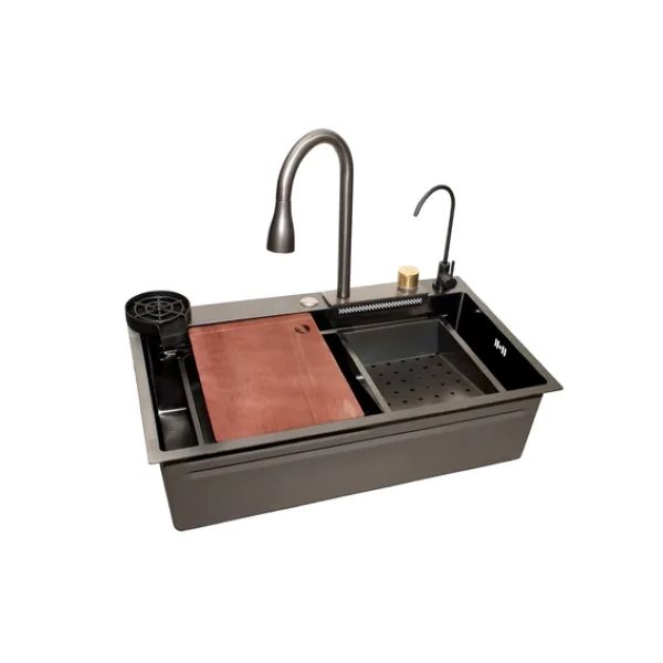 Double Bowl Kitchen Sink with Single Drainer Stainless Steel 50x16x120cm