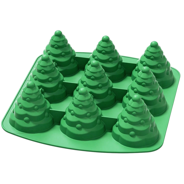 9-Cavity Christmas Tree Silicone Baking Mold - Green