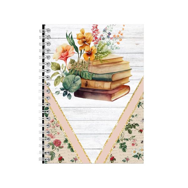 Books And Flowers Notebook A5 B-Day Gift