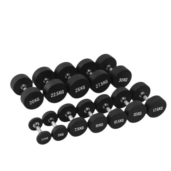 AFRI101 Anti-Roll Rubber-Coated Round Dumbbells Single