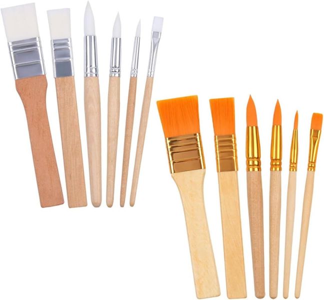 12pcs 's Multi-Function Watercolor Paint Brushes Set with White and Yellow