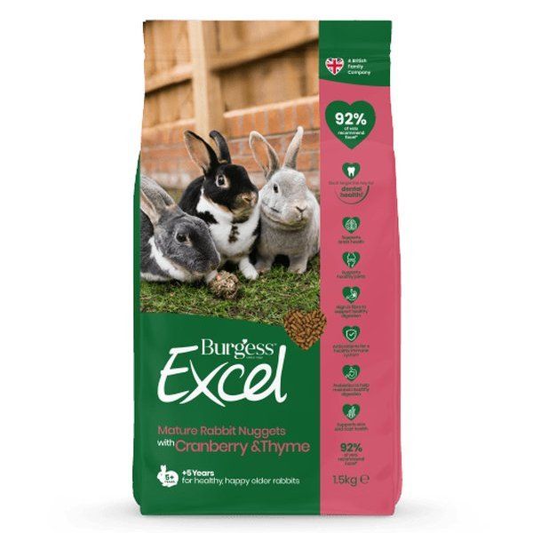 Burgess Excel Mature Rabbit Nuggets with Cranberry and Ginseng 1.5kg