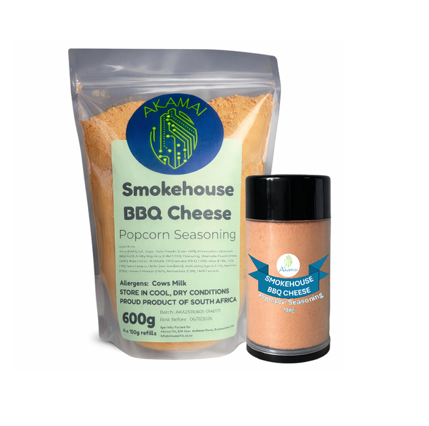 Gourmet Popcorn Seasoning - Smokehouse BBQ Cheese 150g Shaker + 600g Refill
