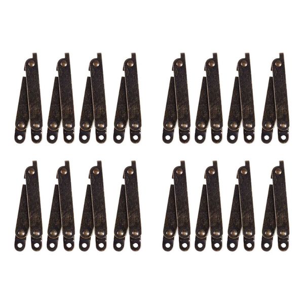 Furniture Box Rotatable Folding Lid Support Hinge Bronze Tone 16Pcs