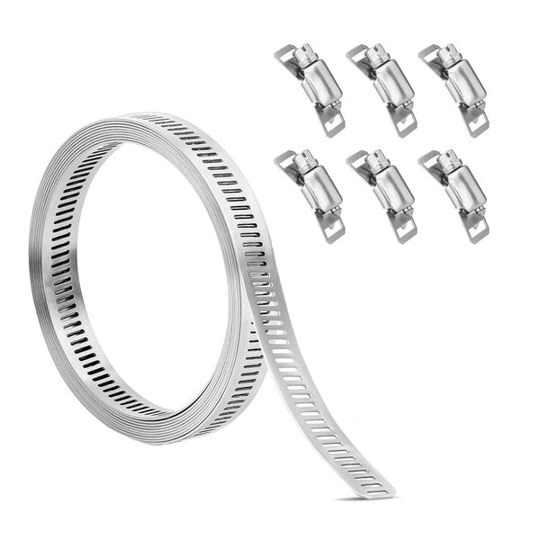 Tool Stainless Steel Adjustable Pipe Clamp &amp; Fasteners Set of 13 (10m)