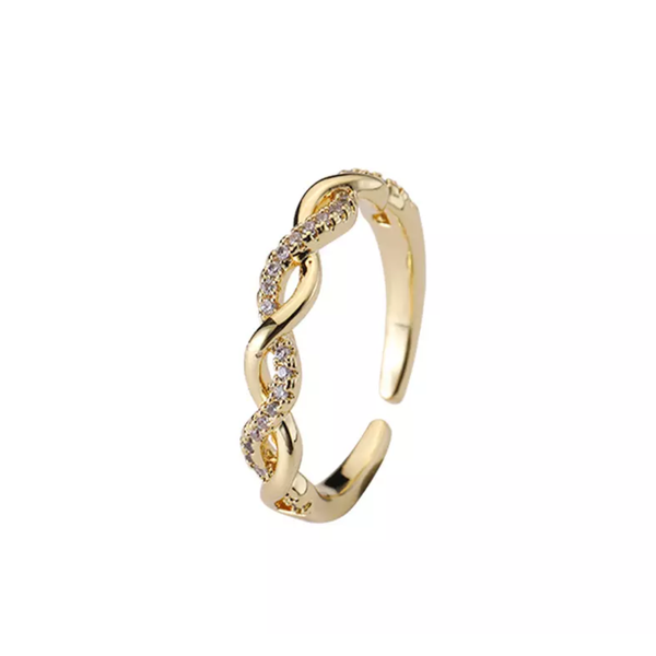 Kandy Rose 18K Gold Plated Adjustable Twisted Zircon Ring