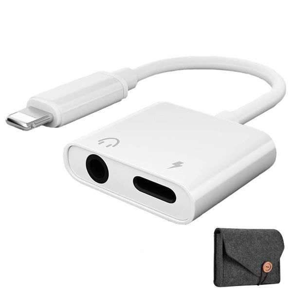 Optic White Smart Audio Adapter Cable&amp;Electronics organizer Accessory Pouch