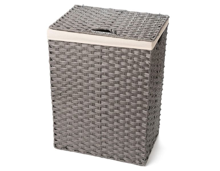 Synthetic Wicker Laundry Hamper Basket With Lid And Liner