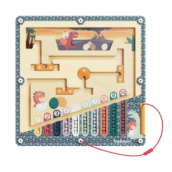 TopBright - Wooden Dinosaur Magnetic Maze - Colour Sorting &amp; Matching Toy