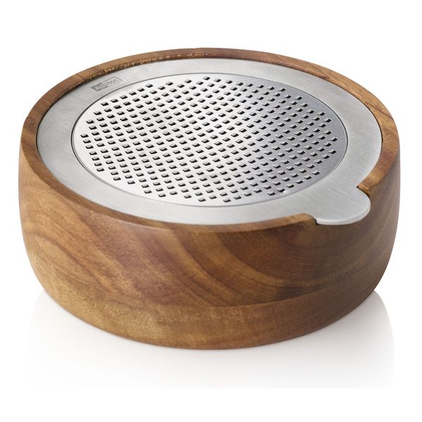 AdHoc Fine Stainless Steel Grater &amp; Acacia Wood Collecting Bowl: CutnServe