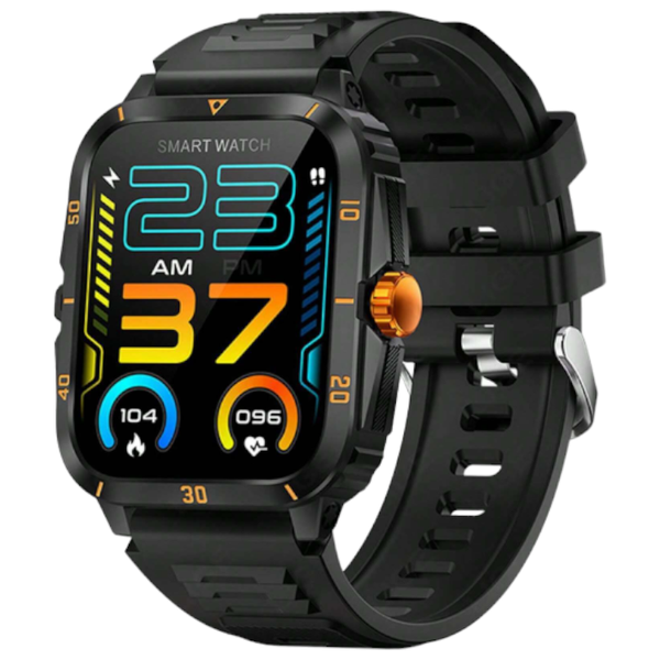 3ATM Waterproof Smart Watch With Voice Assistant - Black &amp; Orange