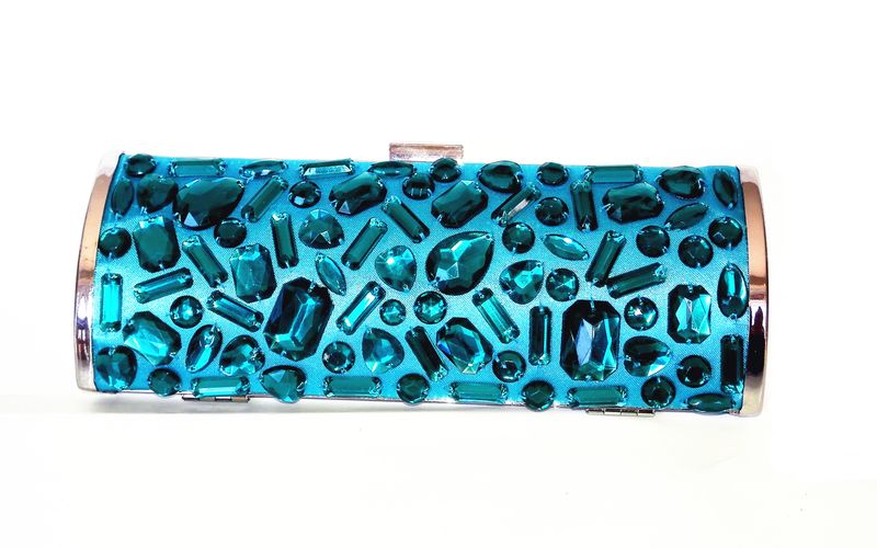 Lavanda evening clutch box bag with coloured acrylic gems-wedding &amp; party