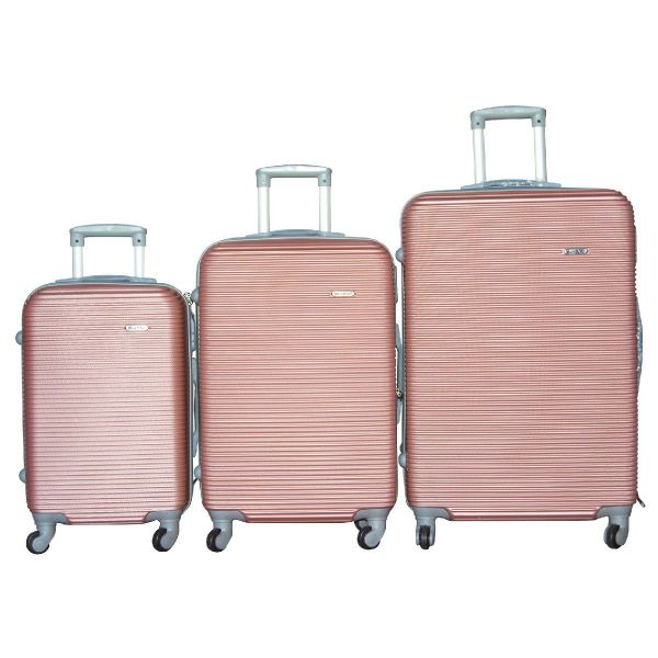 3-Piece ABS Luggage Set - Rose Gold, Hard-Shell, Spinner Wheels