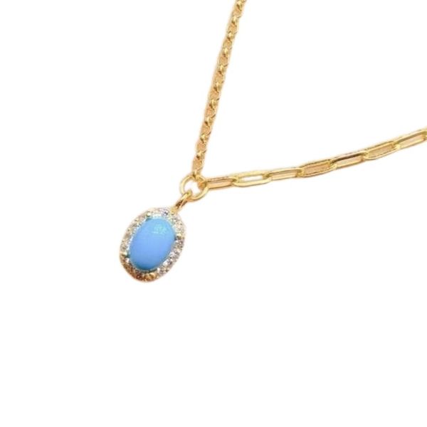 Vintage Oval Blue Turquoise Pendant, A Niche Design For Women.