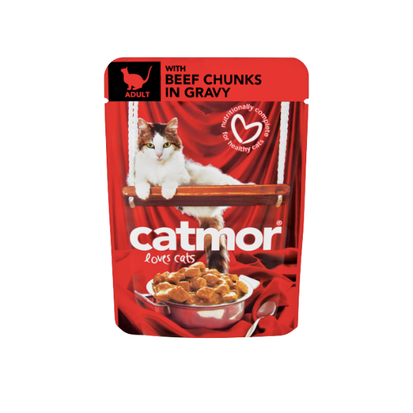 Catmor- Beef Chunks &amp; Gravy Flavour Wet Food 85g x 6 Pack